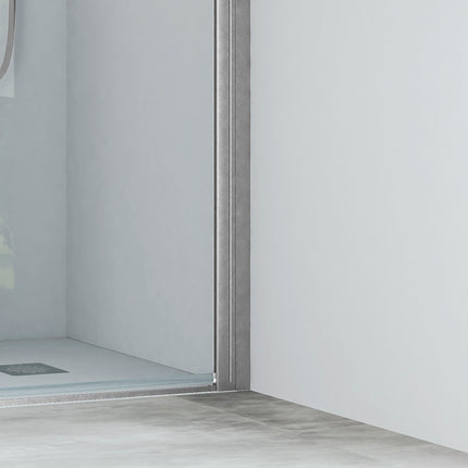 Mampara Denia MR frontal con puerta partida cromo brillo