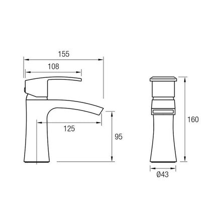 Medidas Grifo Lavabo ORLEANS