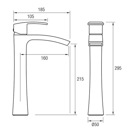 Medidas Grifo Lavabo ORLEANS