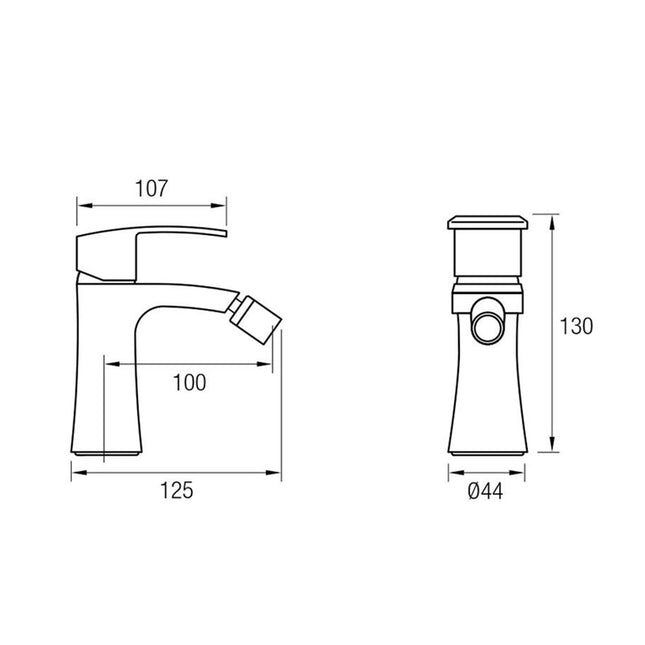 Medidas Grifo monomando de bidé ORLEANS