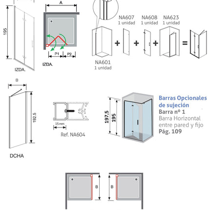 Mampara Nardi NA307 croquis