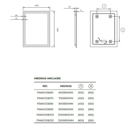ficha Espejo de Baño FRANCIA