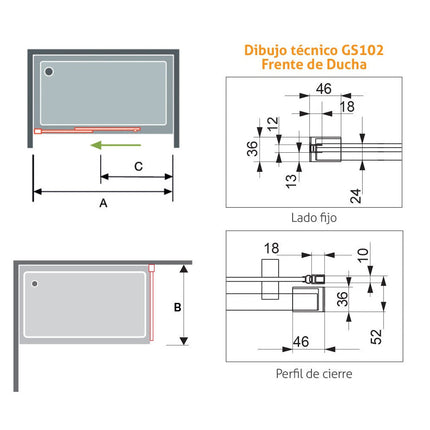 croquis Mampara GLASÉ GS102 