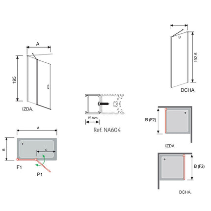 croquis Mampara NARDI NA508 