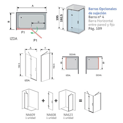 croquis mampara nardi NA408 abatible
