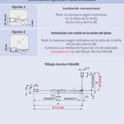 dibujo mampara nardi NA408 abatible