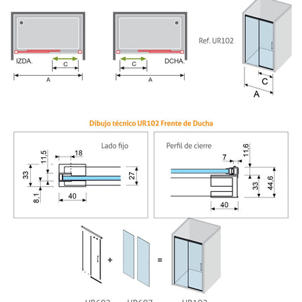 croquis Mampara URBAN UR102