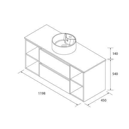 Medidas Conjunto  Bequia 2 Cajones y 2 Coquetas 