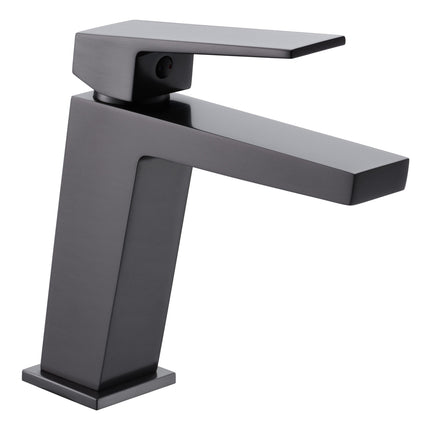 Monomando Lavabo ART Black Gun Metal IMEX | Acabado PVD Premium Antihuellas | Diseño Compacto 21x8x30 cm | Latón Cromado