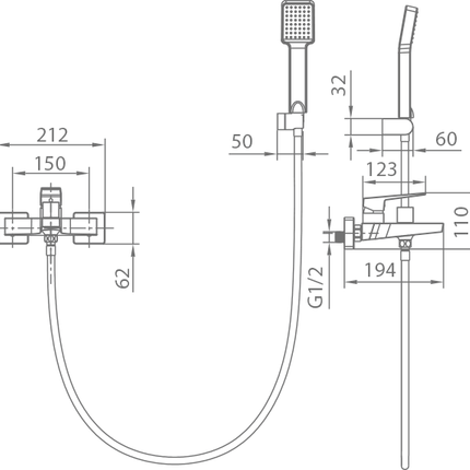 Kit Baño Ducha Monomando ART Blanco Mate IMEX | Set Completo 2 en 1 | Acabado Mate Antihuellas | Incluye Todos los Componentes