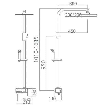 Croquis Conjunto Bañera Monomando SAONA