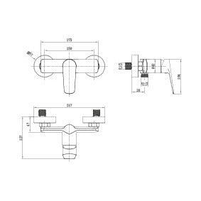 medidas Grifo de Ducha BÉLGICA en Cromo de Imex