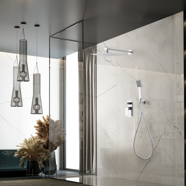 Conjunto Ducha Empotrado Monomando FIYI | Sistema Empotrado Completo | Cromo Brillante | IMEX