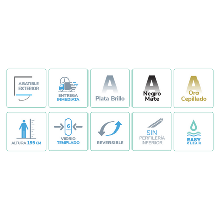 Mampara Angular Abatible NARDI NA408 | Fijo + Puerta Abatible + Lateral Fijo