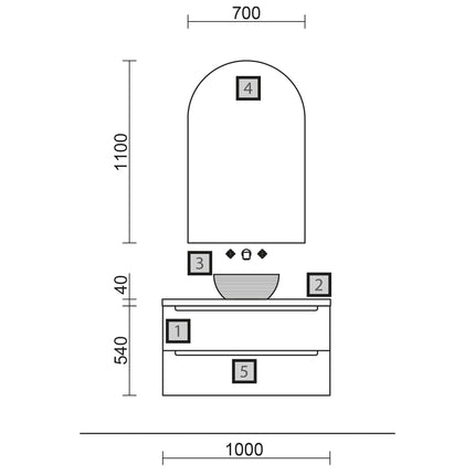 Medidas Conjunto MONTERREY 100cm