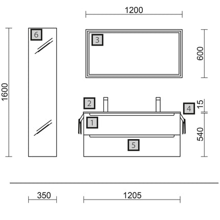 Medidas Conjunto MONTERREY 120 cm Natural