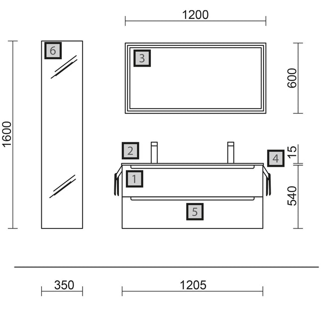 Medidas Conjunto MONTERREY 120 cm Natural