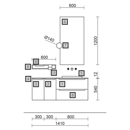 Medidas Conjunto MONTERREY 140 cm White Cotton