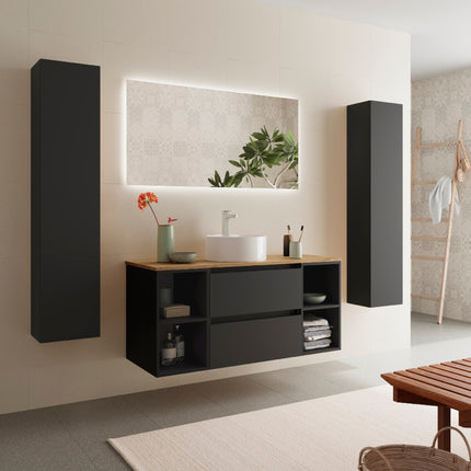 Conjunto  Bequia 2 Cajones y 2 Coquetas negro de lado