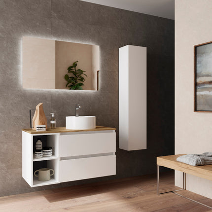 BEQUIA 2 Cajones Coqueta y Lavabo Blanco Mate