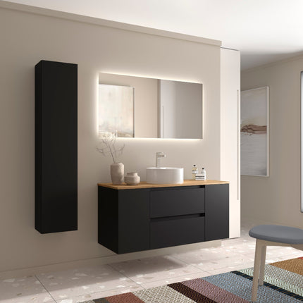 Bequia 2 Cajones y 2 Puertas Negro de lado