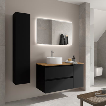 BEQUIA 2 Cajones y 1 Puerta Negro de Lado