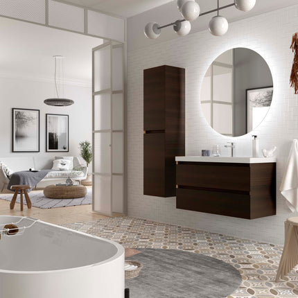 Mueble de baño MARA, 2 cajones eucalipto oceania 1000