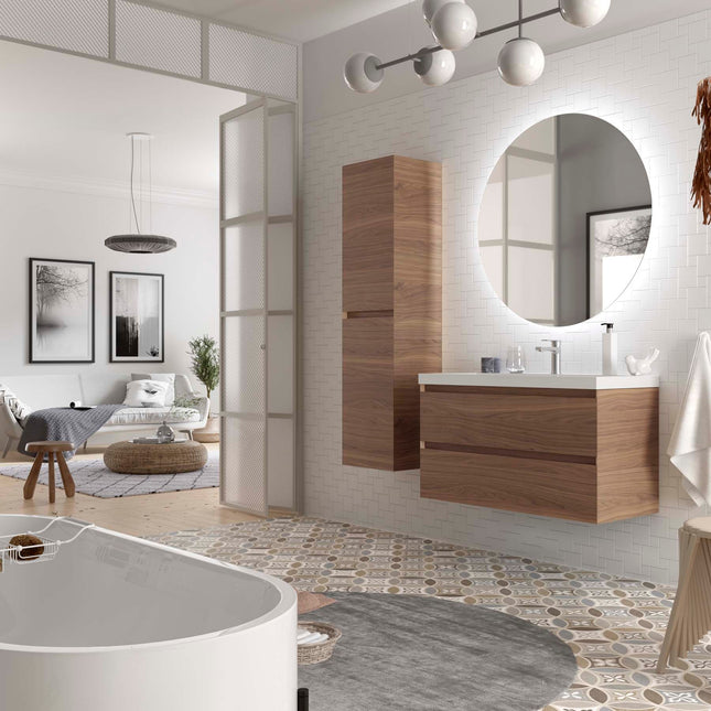 Mueble de baño MARA, 2 cajones nogal 1000