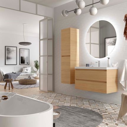 croquis Mueble de baño MARA, 2 cajones roble 1000