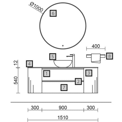 Medidas Conjunto SPIRIT 150 cm White Cotton