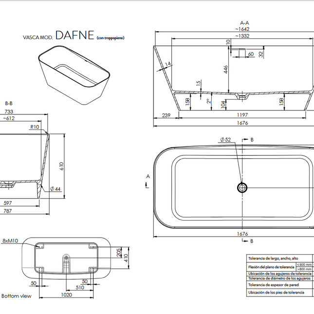 Especificaciones Bañera DAFNE 