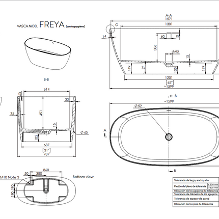 Especificaciones Bañera FREYA