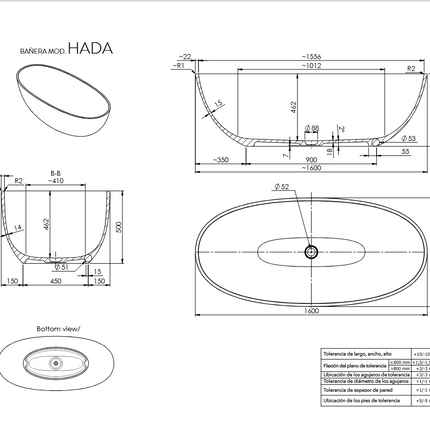 Especificaciones Bañera HADA
