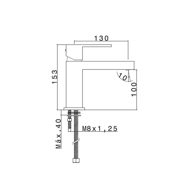 Medidas Grifo de lavabo  AZIMUT Buades negro
