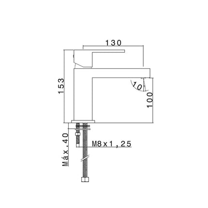 Medidas Grifo de lavabo AZIMUT cromo Buades