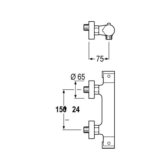 medidas Mezclador termostático ducha CURVED