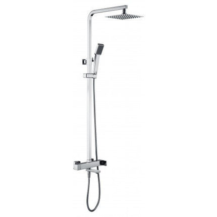 Conjunto De Bañera Cromo FIJI | Con Caño Abatible | Barra Telescópica | Rociador Antical 20x20 | IMEX