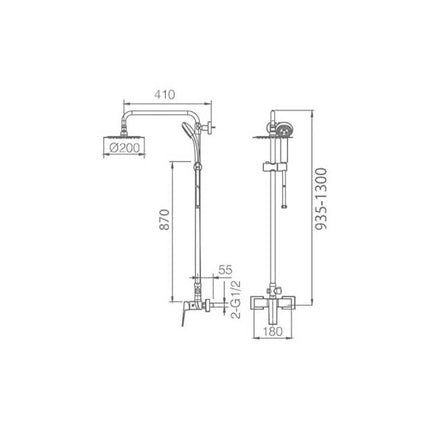 Croquis Conjunto Ducha Telescópico ART Blanco Mate