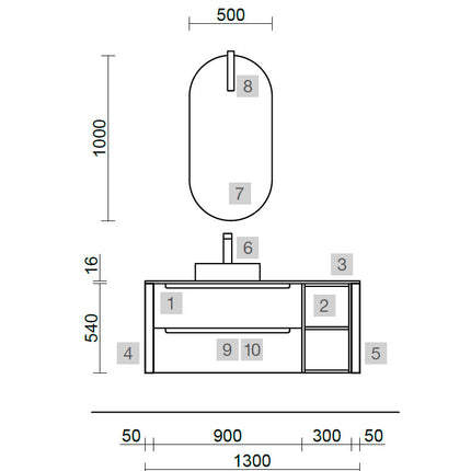 Medidas Conjunto MONTERREY 130 cm Blue Fog