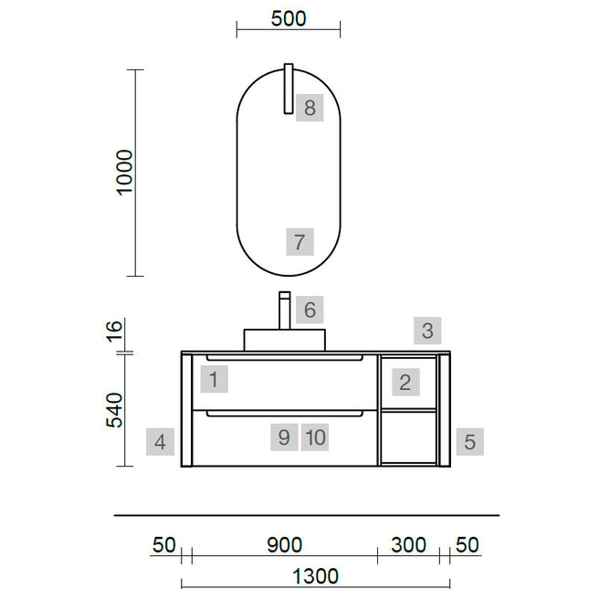 Medidas Conjunto MONTERREY 130 cm Blue Fog