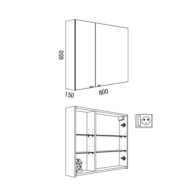 Armario de Baño ALLIANCE 80 cm con Espejo Doble | Salgar
