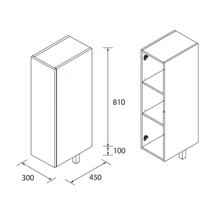 Medidas Coqueta 1 Puerta Apertura Push 