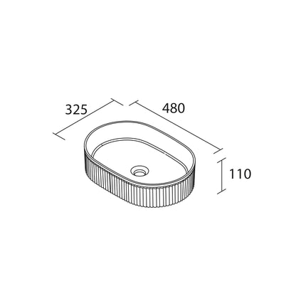 Lavabo de posar VENICE, Porcelana (480x325x110 mm)