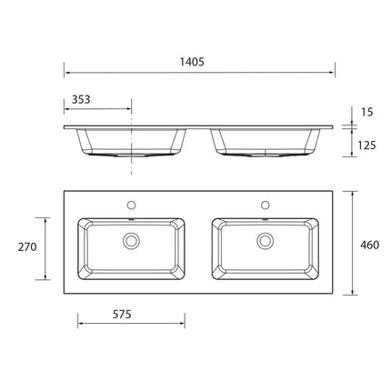 Lavabo Doble Vilna Mineral Solid 140 cm