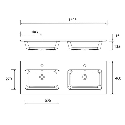 Lavabo Doble Vilna Mineral Solid 160 cm