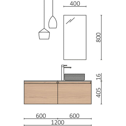Medida Conjunto MARA 120 cm Roble Europeo