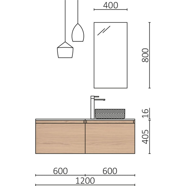 Medida Conjunto MARA 120 cm Roble Europeo