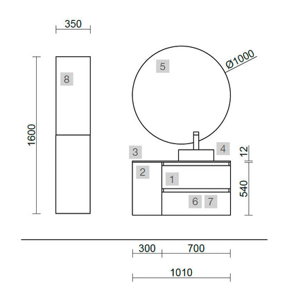 Medidas Conjunto SPIRIT 100 cm, Natural 