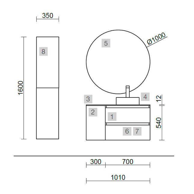 Medidas Conjunto SPIRIT 100 cm, Natural 