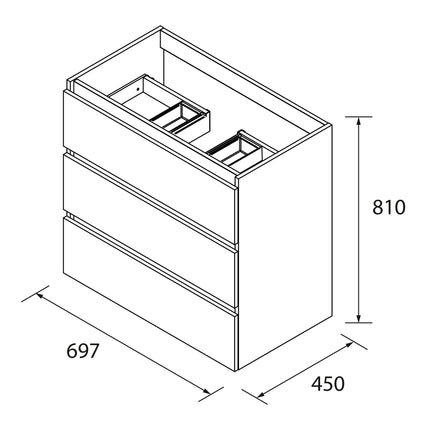 Croquis Mueble SPIRIT 3 Cajones 700 
